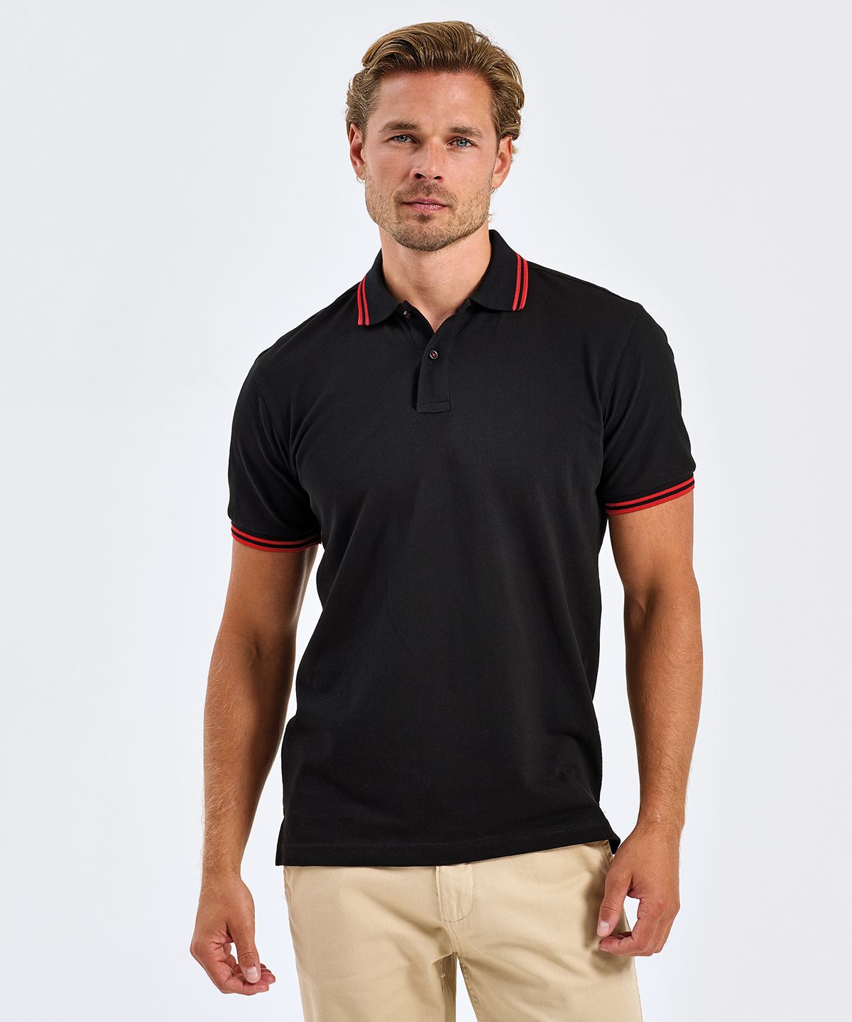 Classic Tipped Polo Men - Pikétröja Tipped Herr ljungsvart / kol