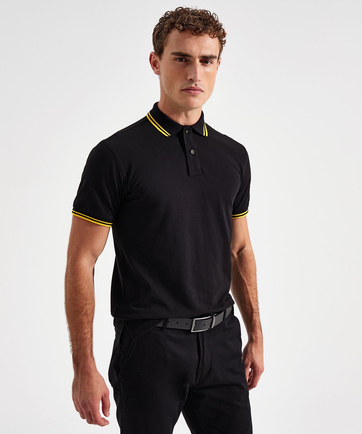 Classic Tipped Polo Men - Pikétröja Tipped Herr ljungsvart / kol