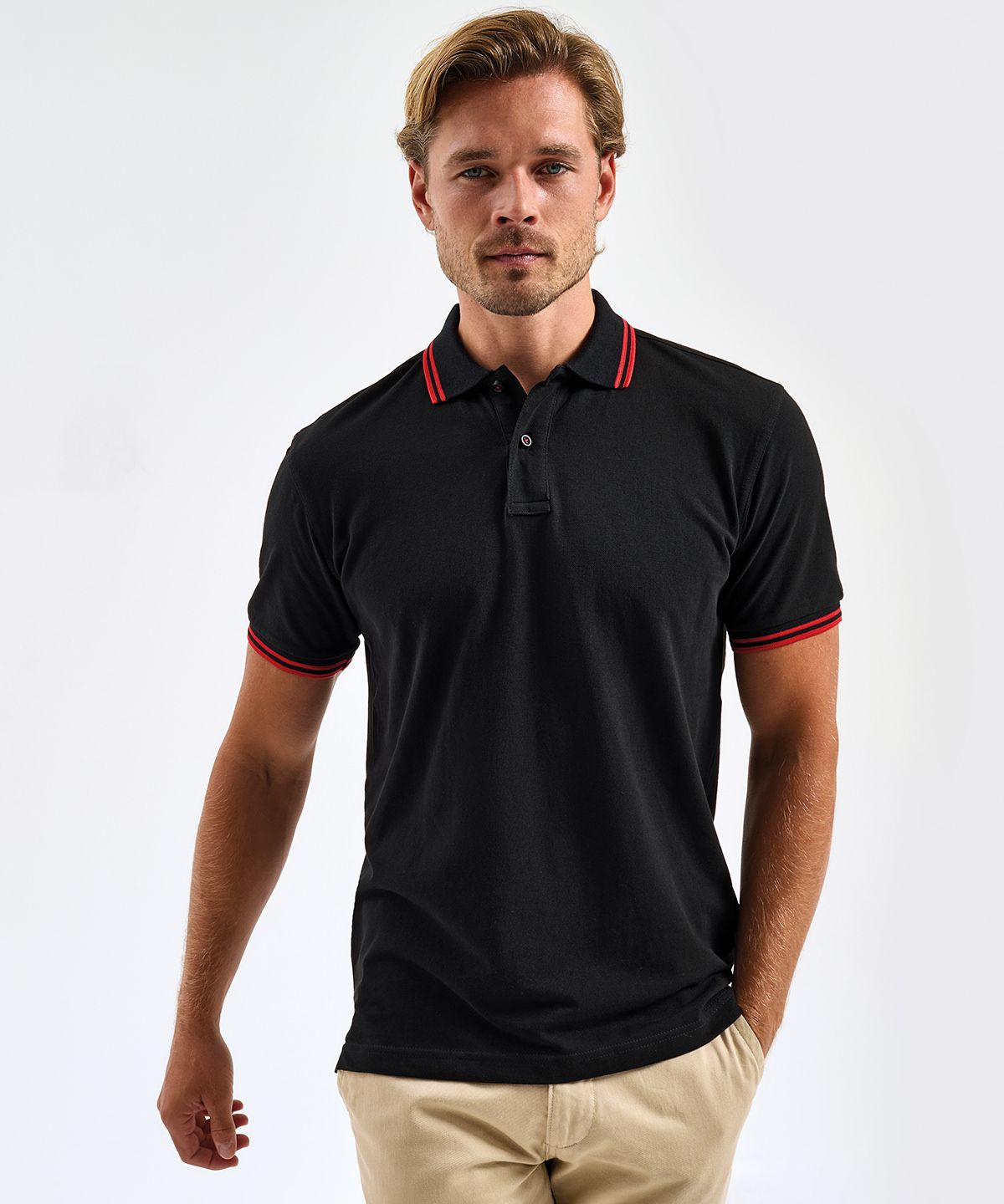Classic Tipped Polo Men - Pikétröja Tipped Herr ljungsvart / kol