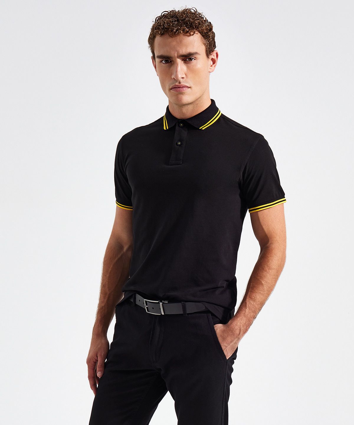 Classic Tipped Polo Men - Pikétröja Tipped Herr ljungsvart / kol