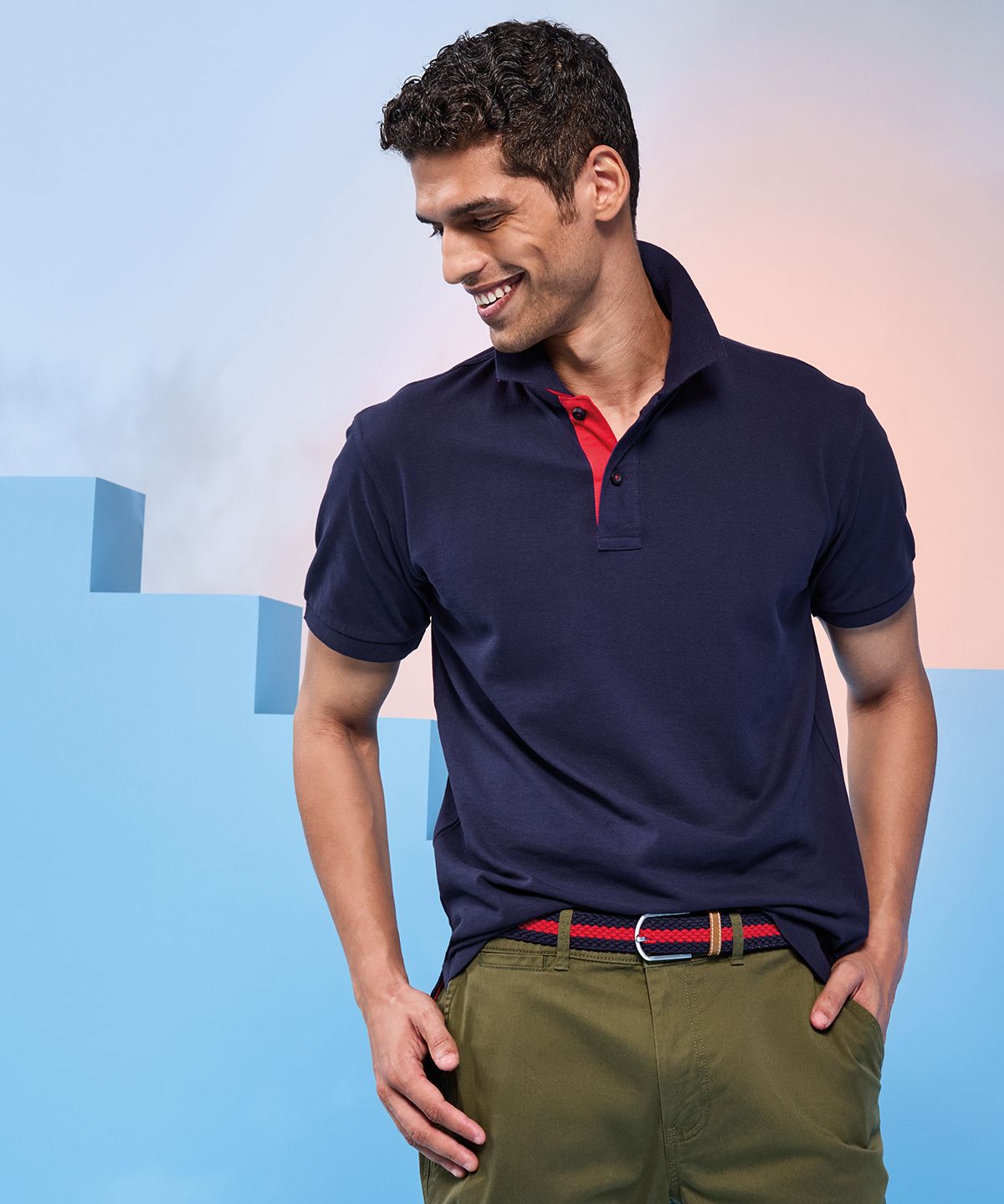 Classic Contrast Polo Men - Pikétröja Kontrast Herr svart / lime