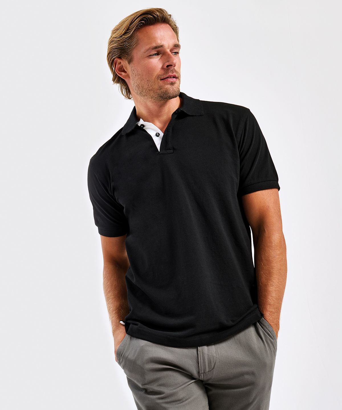 Classic Contrast Polo Men - Pikétröja Kontrast Herr svart / lime