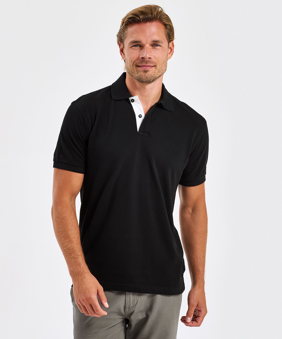 Classic Contrast Polo Men - Pikétröja Kontrast Herr svart / lime