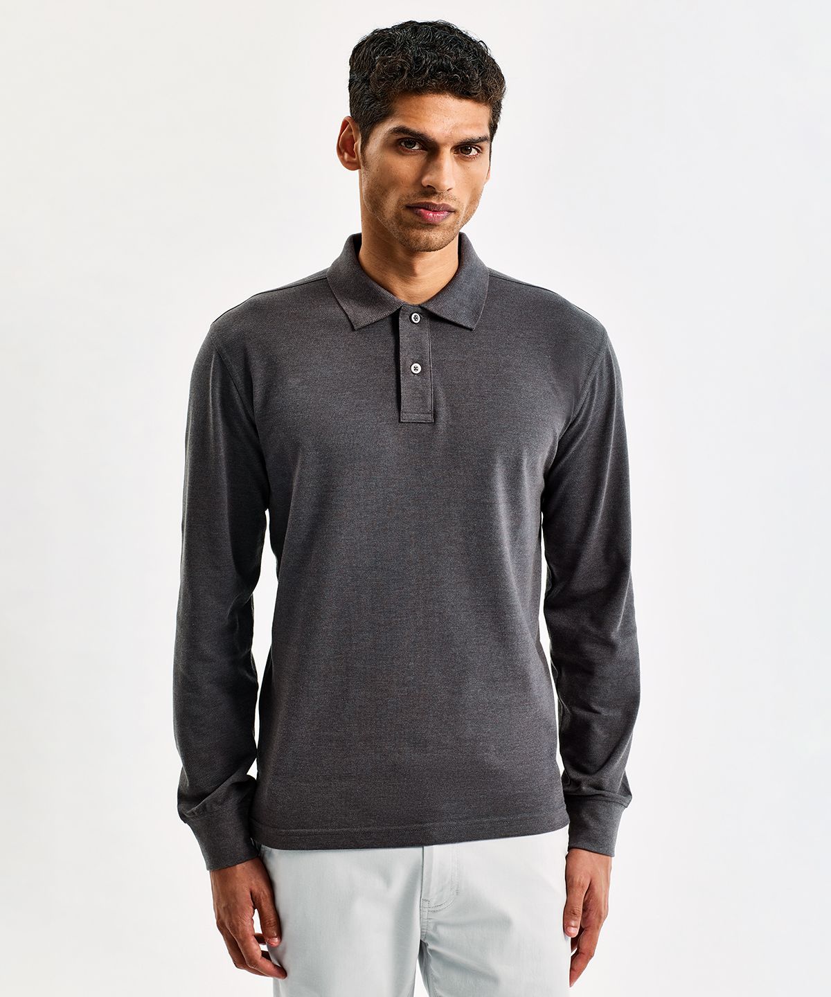 Classic Fit Langärmliges Polo Herren schwarz