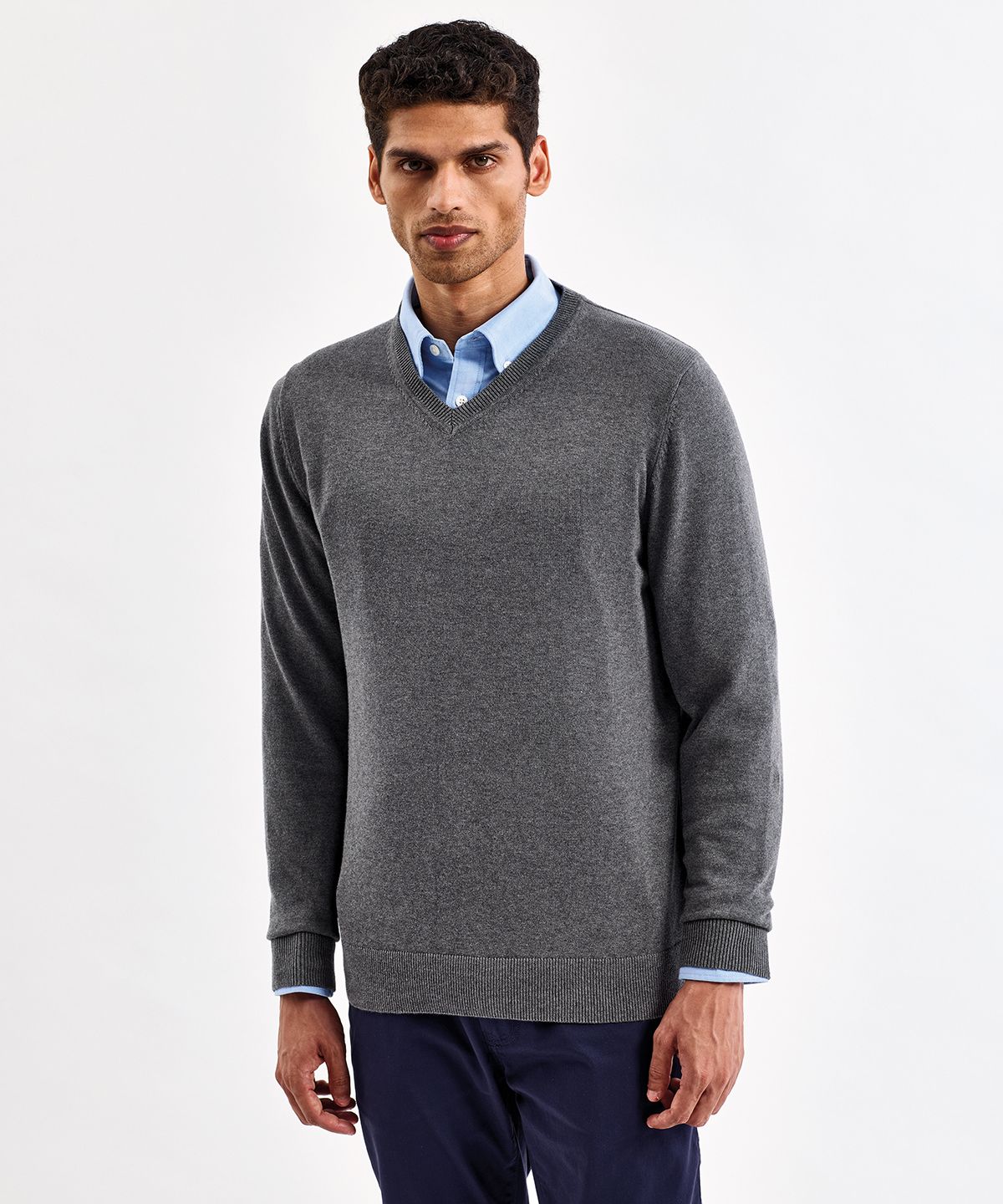 Cotton Blend V-Neck Sweater Men - V-Ringad Tröja Herr svart