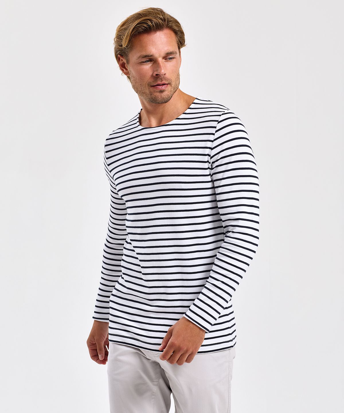 Coastal Långärmad Tee Herr vit/marinblå