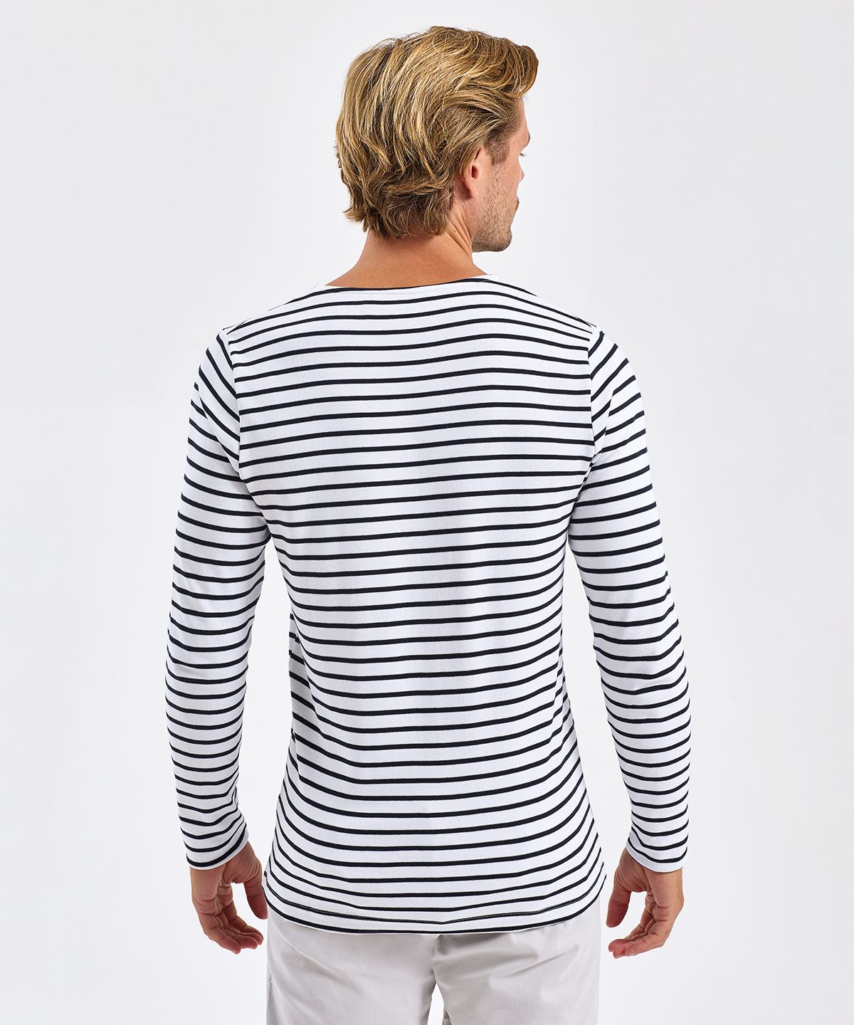 Coastal Långärmad Tee Herr vit/marinblå