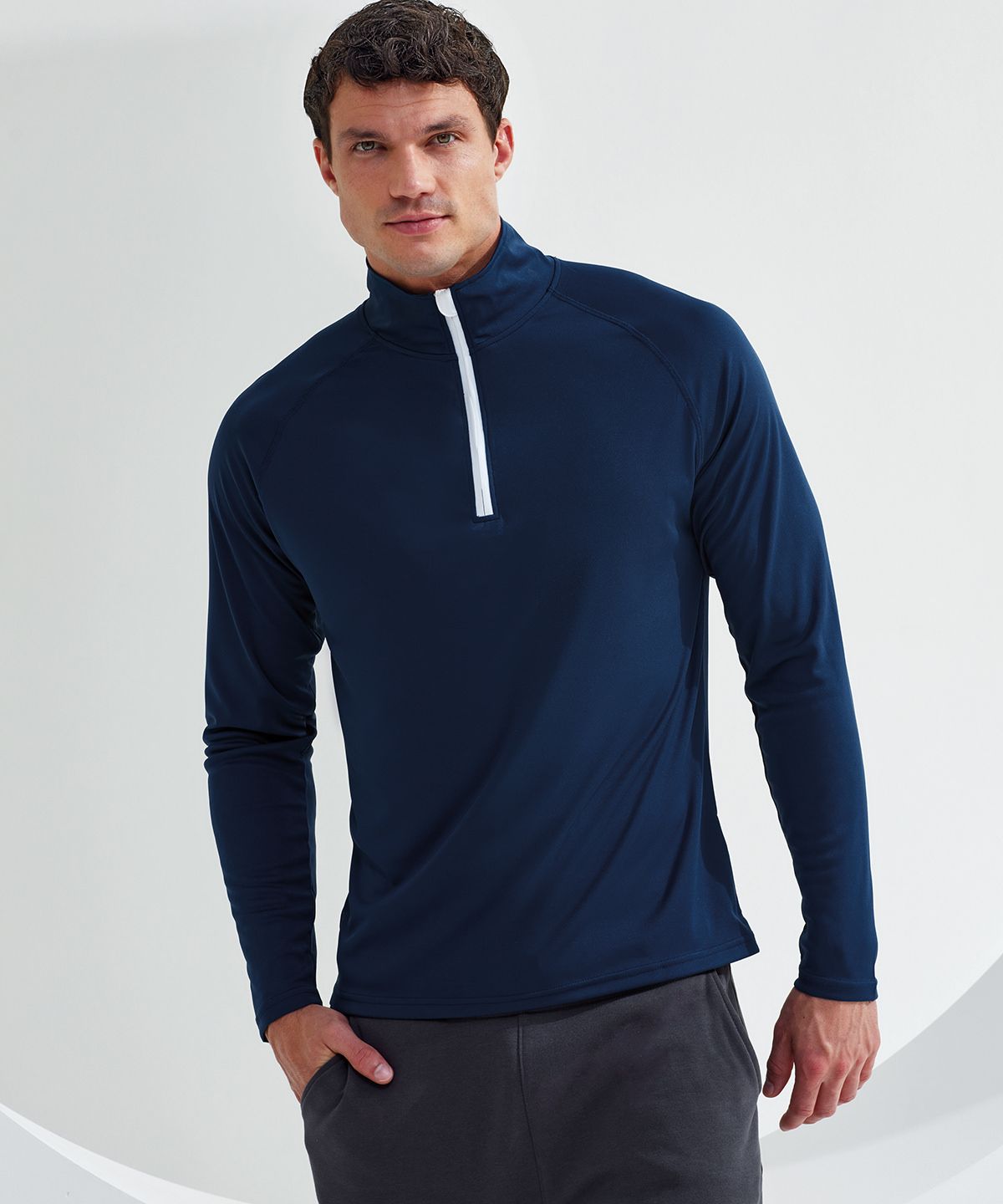 TriDri® Long Sleeve Performance ¼ Zip - Långärmad  ¼ Dragkedja svart/röd