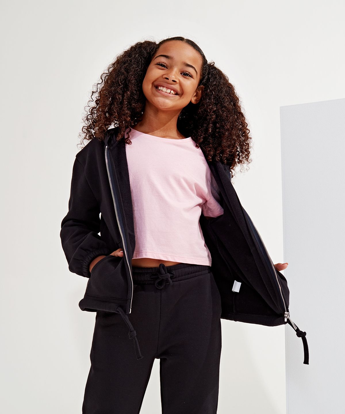 Lasten TriDri® Cropped Oversize Huppari musta