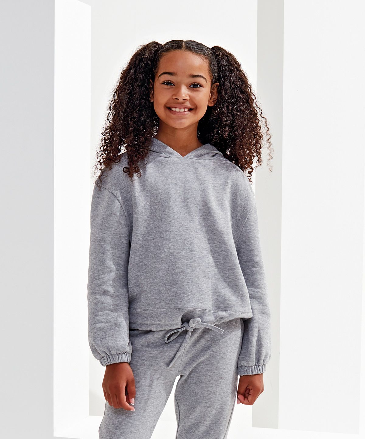 Kinder TriDri® Gekürzter Oversize Hoodie schwarz