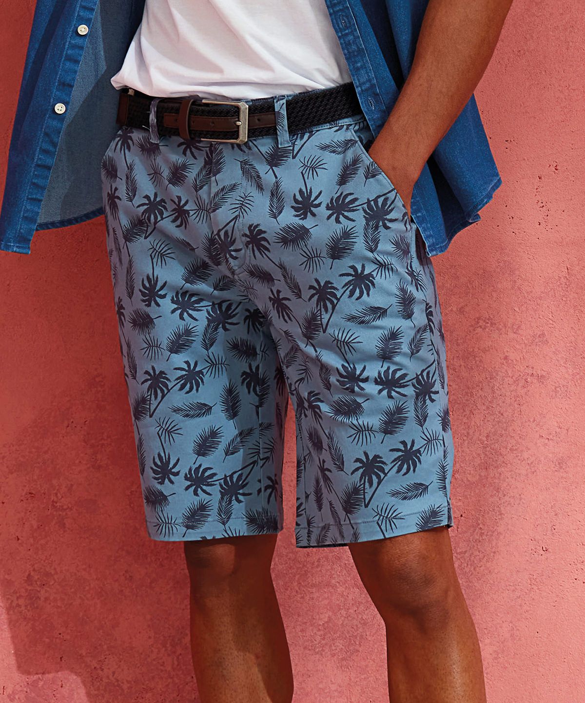Wombat Men’s Palm Print Shorts - Shorts Herr blå
