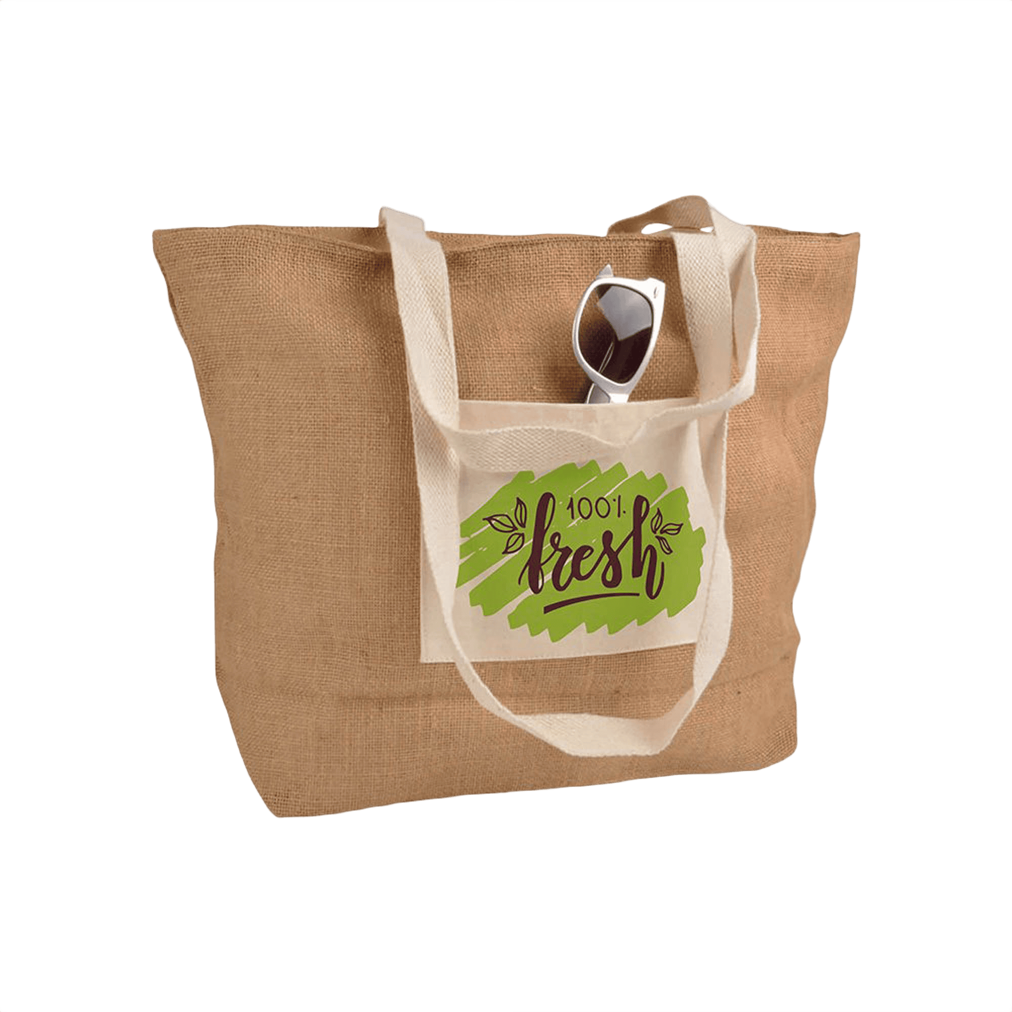 Jute Shopping Bag with Zip natural