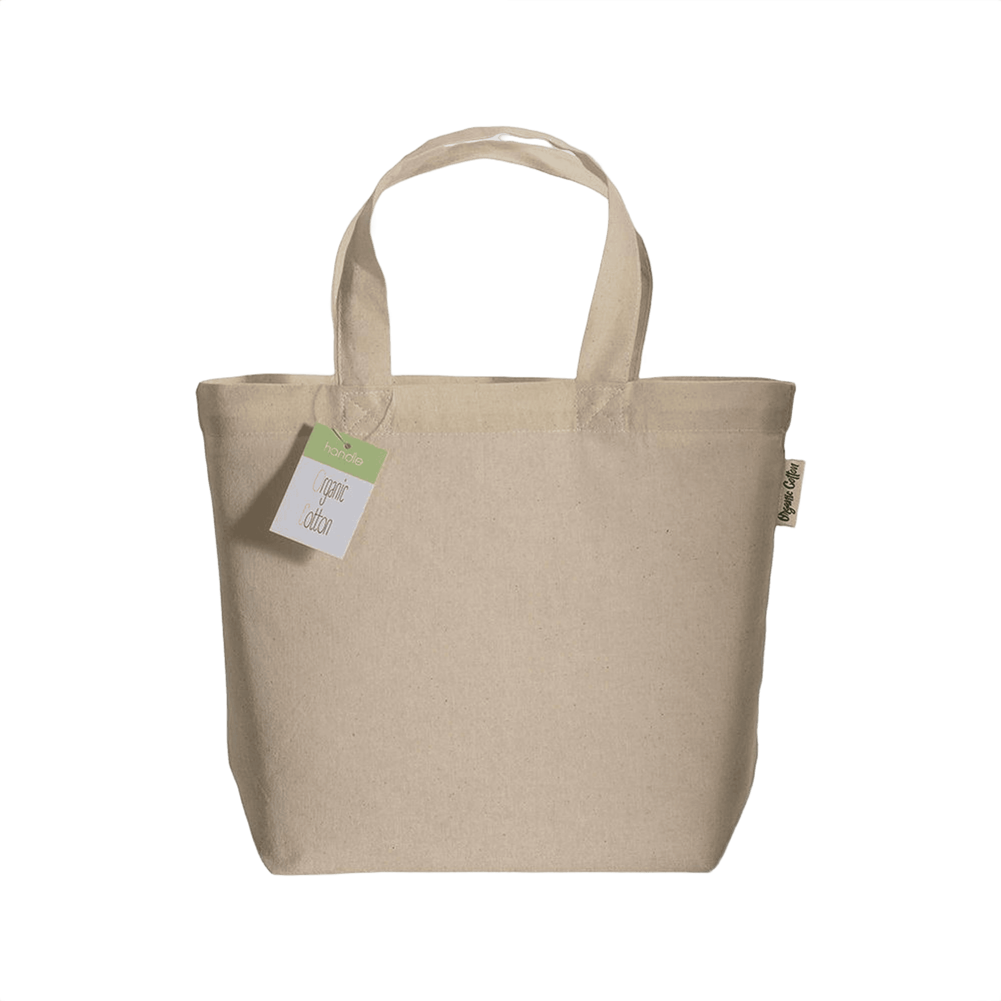 Organic Cotton Shopping Bag with Short Handles and Gusset