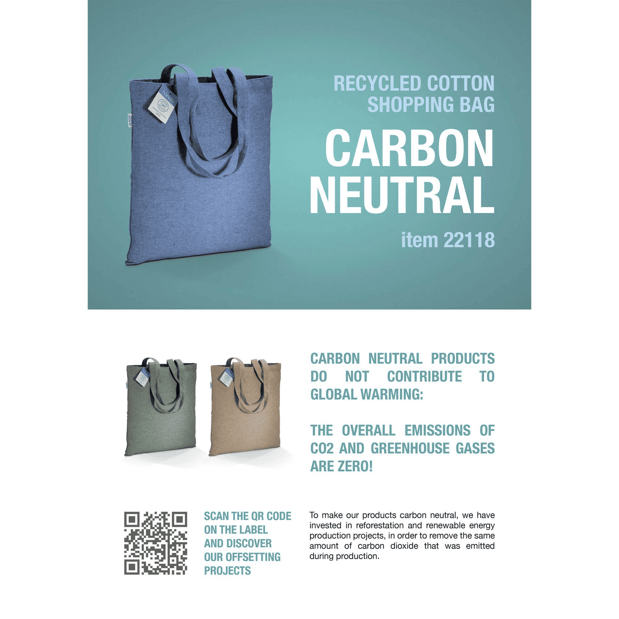 Cotton Shopping Bag With Long Handles 280 G/M2 naturlig