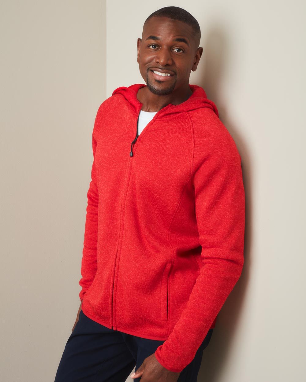 Stedman Lux Stickad Fleece Jacka med huva Herr