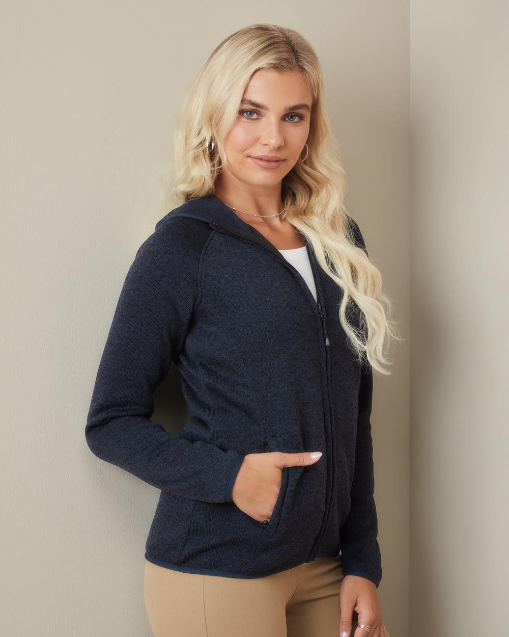 Stedman Lux Stickad Fleece Jacka med huva Dam